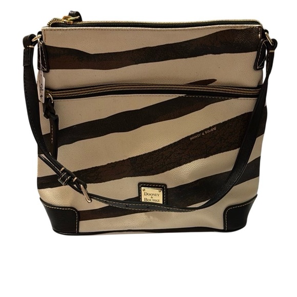 Dooney & Bourke Zebra Print Crossbody Bag - Black and Tan - Picture 1 of 9